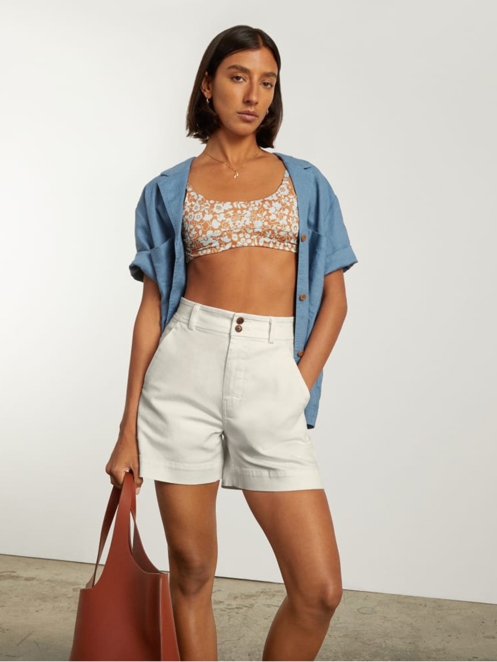 Everlane Off White The Way High Twill Shorts
